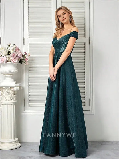 FannyWe Simple A-Line Quinceanera Dresses Elegant Dress Formal Wedding Floor Length Sleeveless Spaghetti Strap Polyester V Back with Pleats