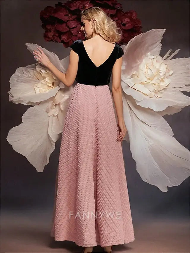 FannyWe Simple A-Line Quinceanera Dresses Elegant Dress Formal Wedding Floor Length Sleeveless V Neck Polyester V Back with Pleats
