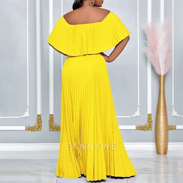 FannyWe Simple A-Line Quinceanera Dresses Elegant Dress Wedding Wedding Guest Floor Length Short Sleeve Off Shoulder Polyester Backless with Pleats