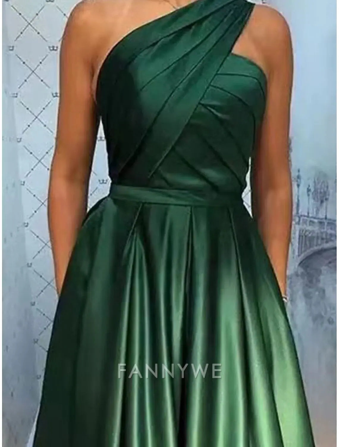 FannyWe Simple A-Line Quinceanera Dresses Elegant Dress Wedding Wedding Guest Floor Length Sleeveless One Shoulder Chiffon Satin Backless with Pleats