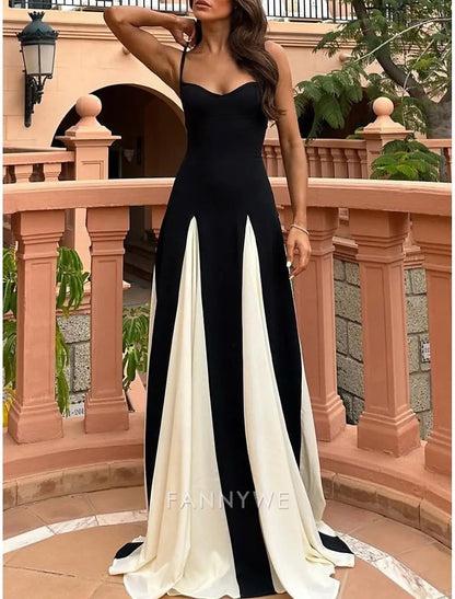 FannyWe Vestidos de quinceañera sencillos de corte A, vestido elegante para boda, para invitados de boda, largo hasta el suelo, sin mangas, tirantes finos, poliéster, sin espalda y con pliegues 