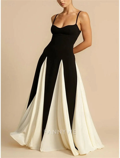 FannyWe Vestidos de quinceañera sencillos de corte A, vestido elegante para boda, para invitados de boda, largo hasta el suelo, sin mangas, tirantes finos, poliéster, sin espalda y con pliegues 