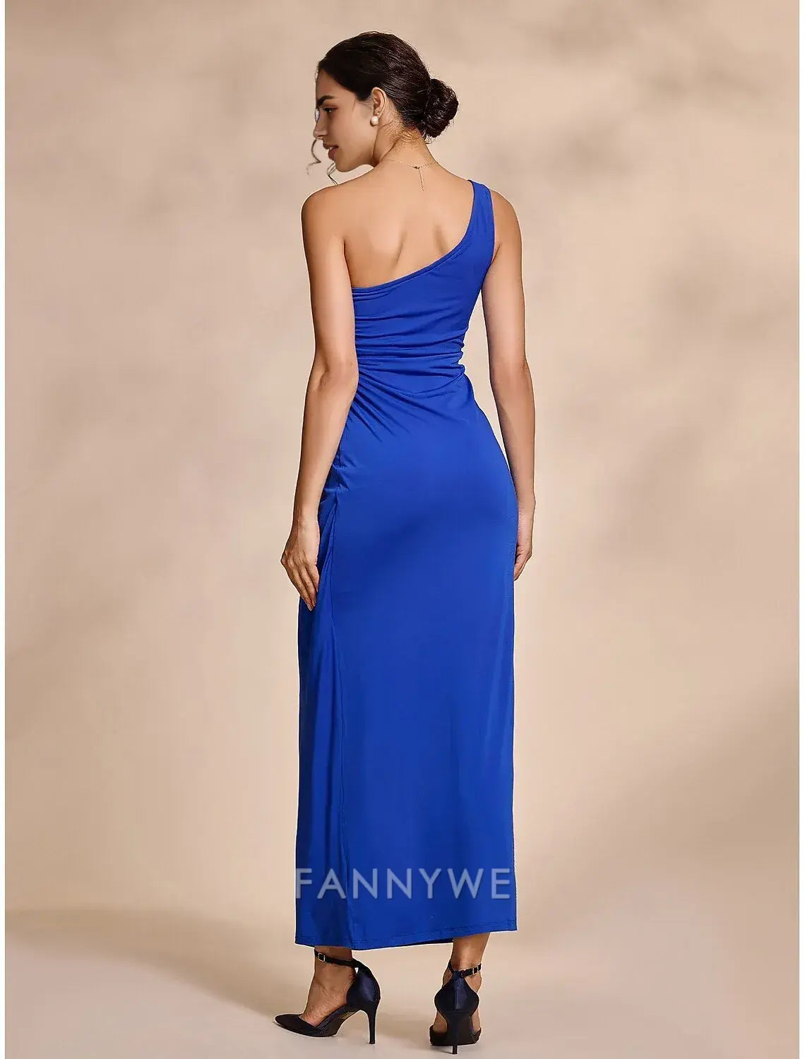 FannyWe Simple Blue Wedding Party/Wedding Guest Solid Twist Sleeveless Hem Maxi Dress dress to impress