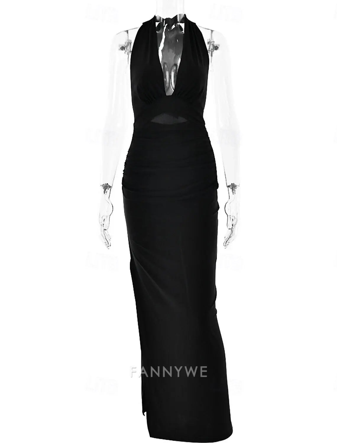 FannyWe Simple Mermaid / Trumpet Party Dresses Yellow Satin Dress Wedding Wedding Guest Floor Length Sleeveless Halter Neck With Ruched Details