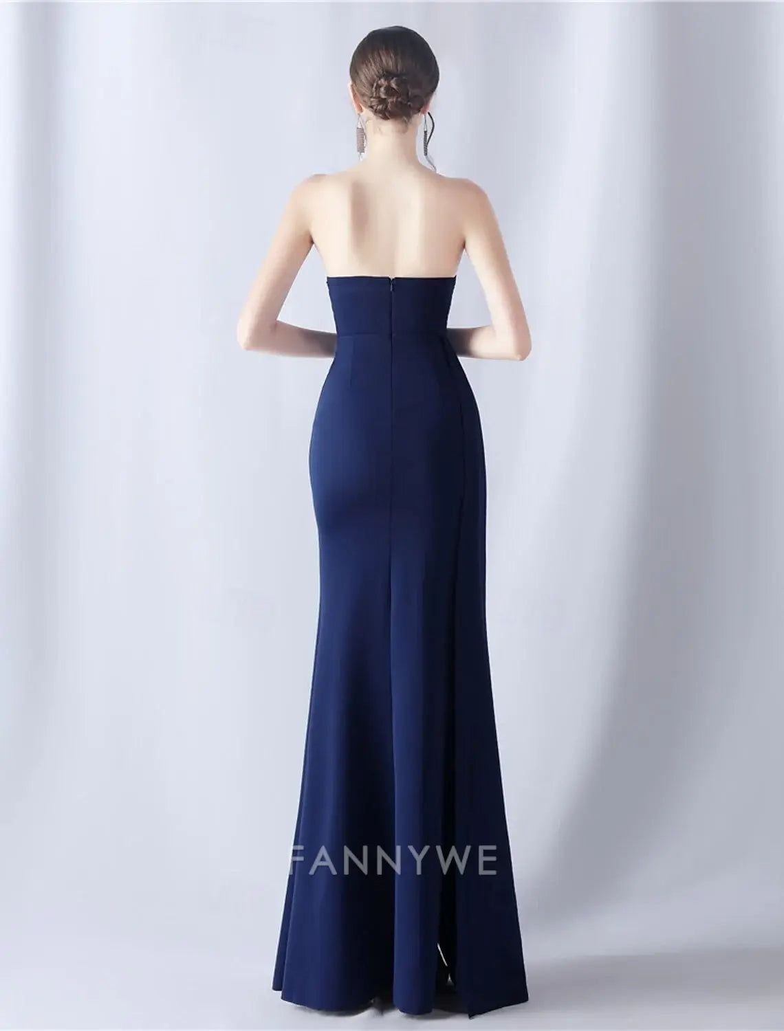 FannyWe Simple Mermaid / Trumpet Prom Dresses Elegant Dress Formal Wedding Floor Length 3/4 Length Sleeve Off Shoulder Stretch Crepe with Glitter Tassel
