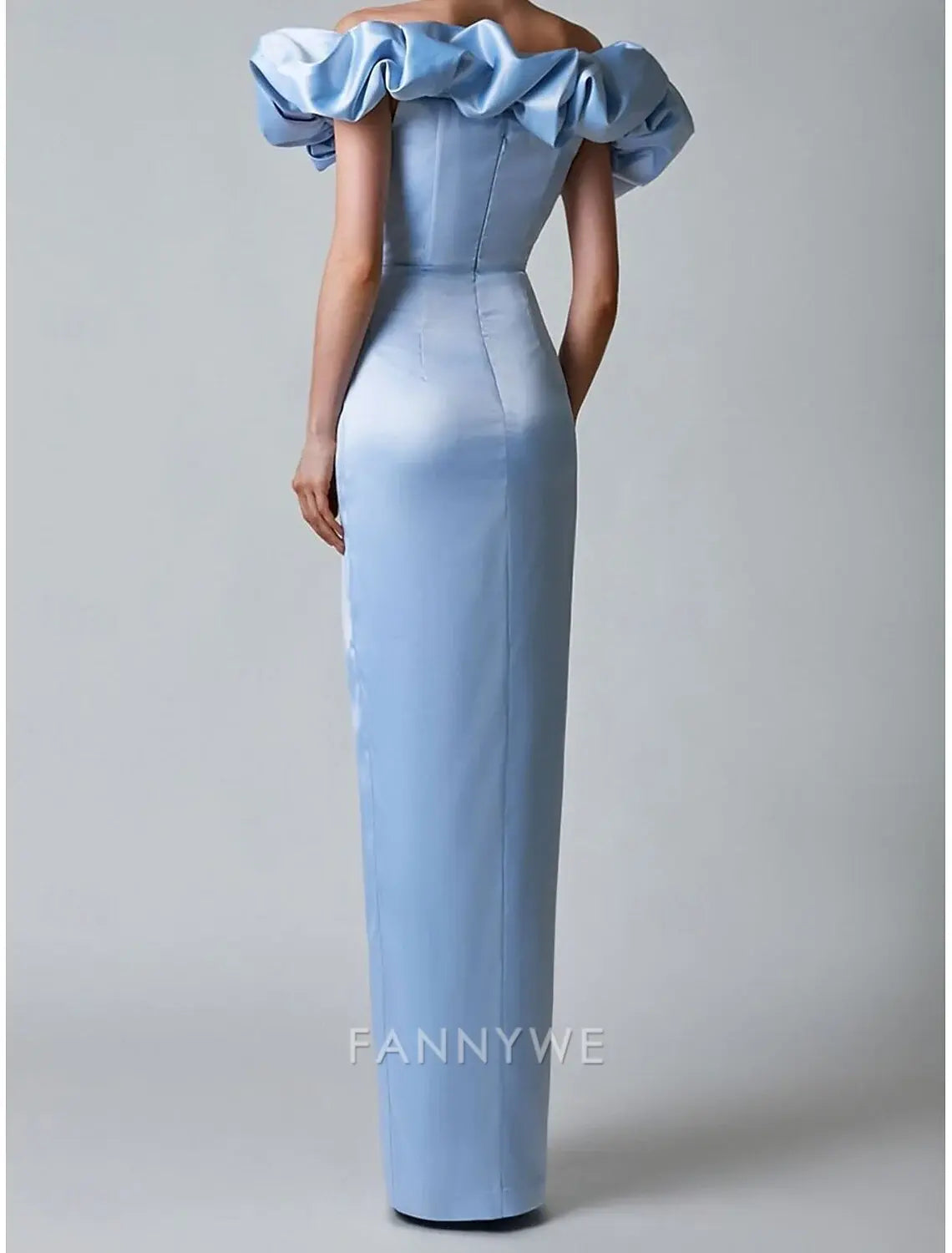 FannyWe Simple Mermaid / Trumpet Quinceanera Dresses Elegant Dress Wedding Wedding Guest Floor Length Ruffles Off Shoulder with Slit