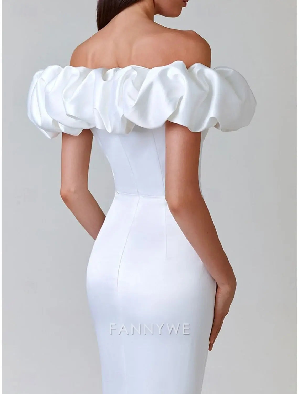 FannyWe Simple Mermaid / Trumpet Quinceanera Dresses Elegant Dress Wedding Wedding Guest Floor Length Ruffles Off Shoulder with Slit