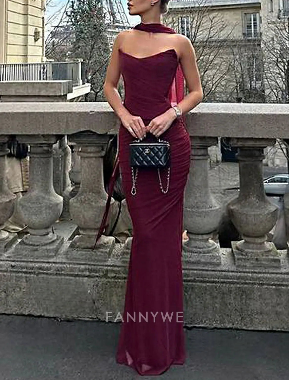 FannyWe Simple Mermaid / Trumpet Quinceanera Dresses Elegant Dress Wedding Wedding Guest Floor Length Sleeveless Strapless Polyester Backless with Ruched