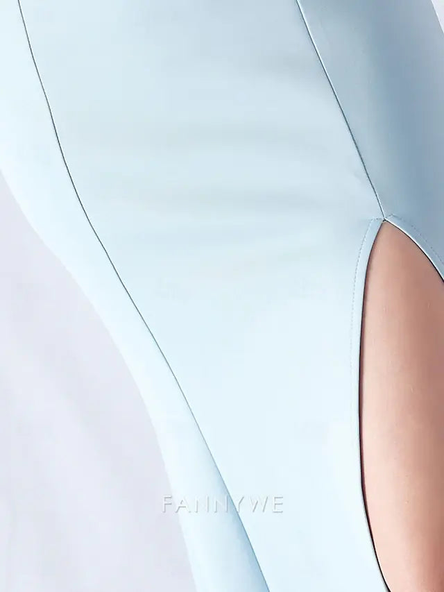 FannyWe Simple Mermaid / Trumpet Quinceanera Dresses Elegant Dress Wedding Wedding Guest Floor Length Sleeveless V Neck Spandex with Ruffles