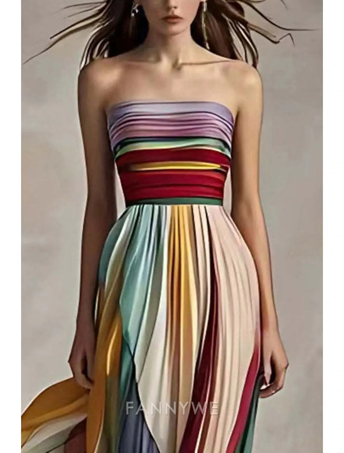 FannyWe Simple Women's Long Dress Maxi Dress Prom Dress Party Dress Elegant Fashion Party Special Occasion Regular Fit Multicolor Sleeveless Off Shoulder Apricot Summer