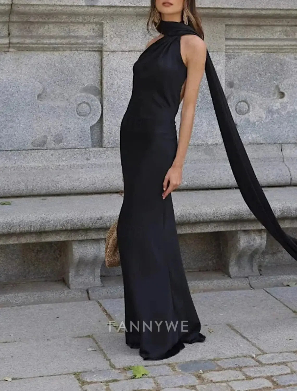 FannyWe Simple Women's Long Dress Maxi Dress Prom Dress Party Dress Fashion Modern Party Special Occasion Evening Party Regular Fit Plain Sleeveless One Shoulder Black Summer