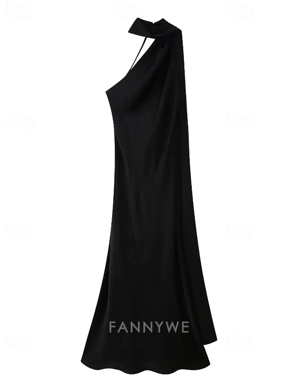 FannyWe Simple Women's Long Dress Maxi Dress Prom Dress Party Dress Fashion Modern Party Special Occasion Evening Party Regular Fit Plain Sleeveless One Shoulder Black Summer