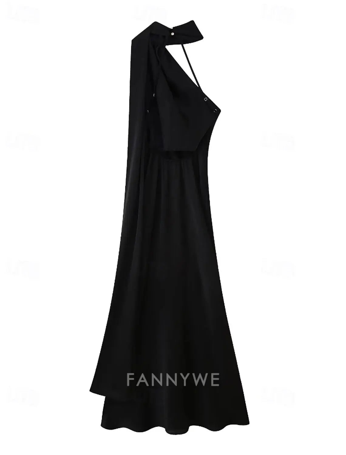 FannyWe Simple Women's Long Dress Maxi Dress Prom Dress Party Dress Fashion Modern Party Special Occasion Evening Party Regular Fit Plain Sleeveless One Shoulder Black Summer