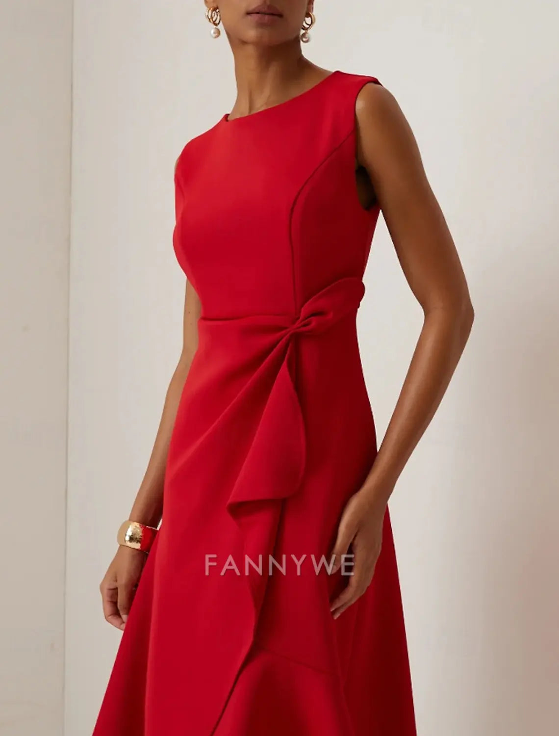 FannyWe Vestido Midi Sencillo para Mujer Vestido de Fiesta Vestido de Moda Fiesta de Noche Fiesta Cita Corte Regular Liso Sin Mangas Cuello Redondo Rojo Morado Azul Claro Verano 