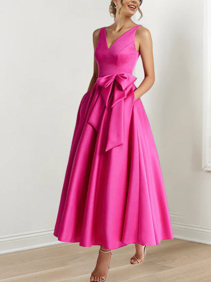 A-Line V-Neck Ankle-Length Mother Of The Bride Dresses