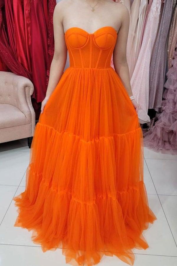 Sweetheart Strapless Tulle Corset Bodice Prom Dress