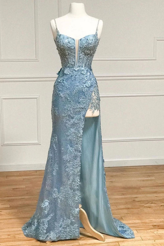 Mermaid Spaghetti Straps Long Corset Prom Dress