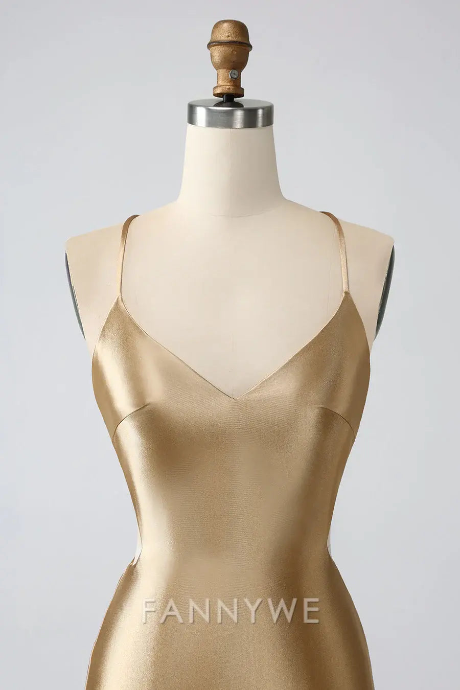 FannyWe Simple Gold V-Neck Twist-Back Short Homecoming Dress formal wear dresses