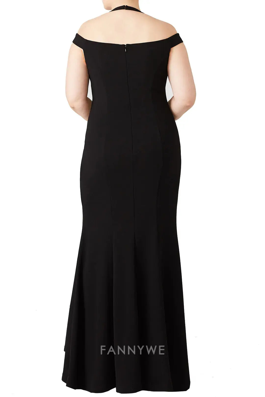 Gorgeous Halter Neck Off-Shoulder Slit Mermaid Floor-Length Maxi Dress Evening Dress