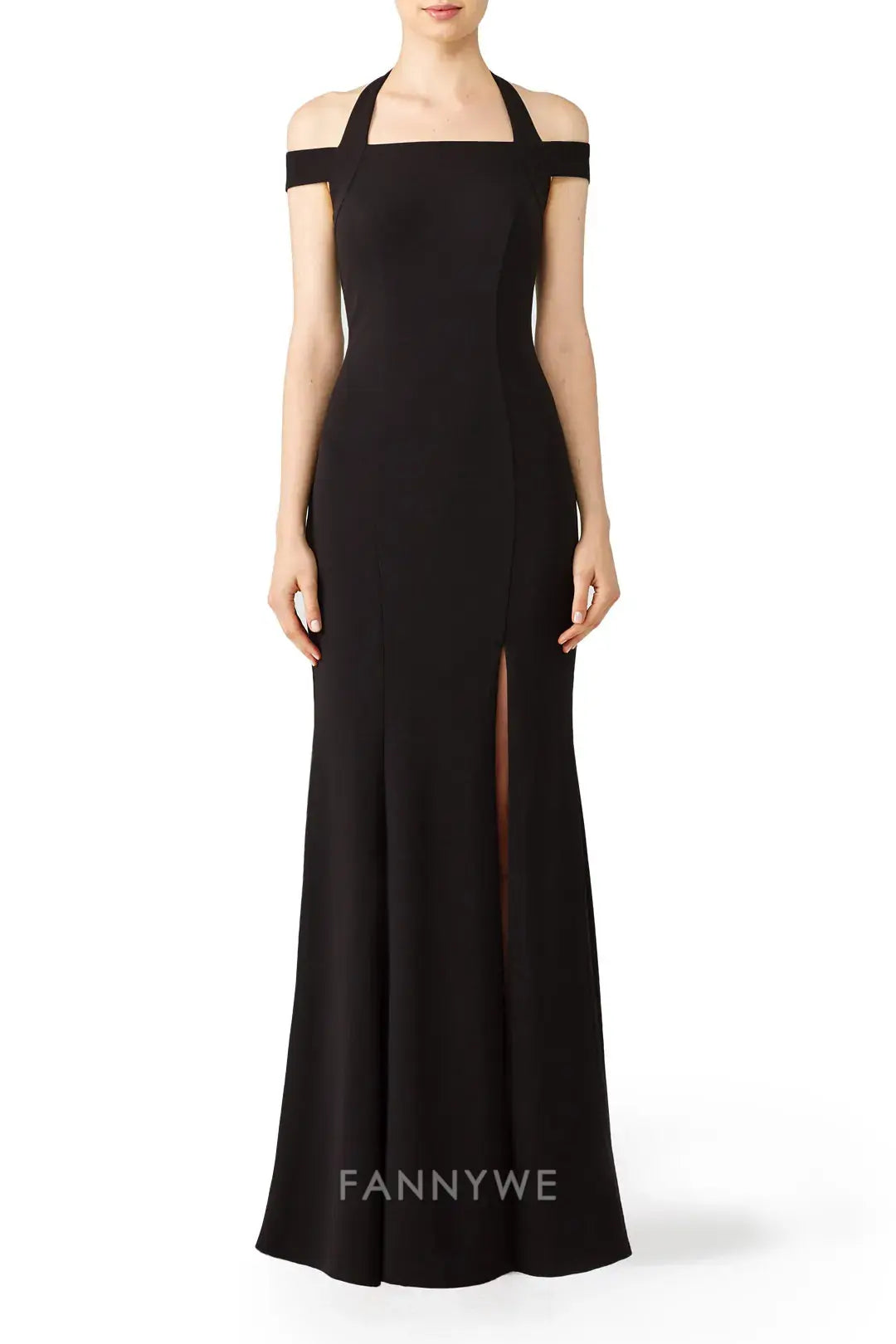 Gorgeous Halter Neck Off-Shoulder Slit Mermaid Floor-Length Maxi Dress Evening Dress