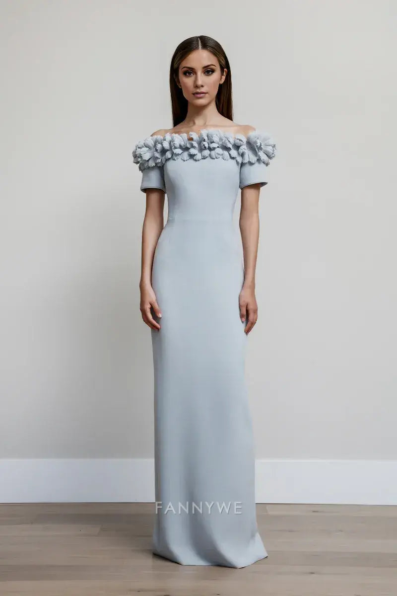 Gorgeous Off-Shoulder Floral-Embellished Bodycon Maxi Dress Evening Dress