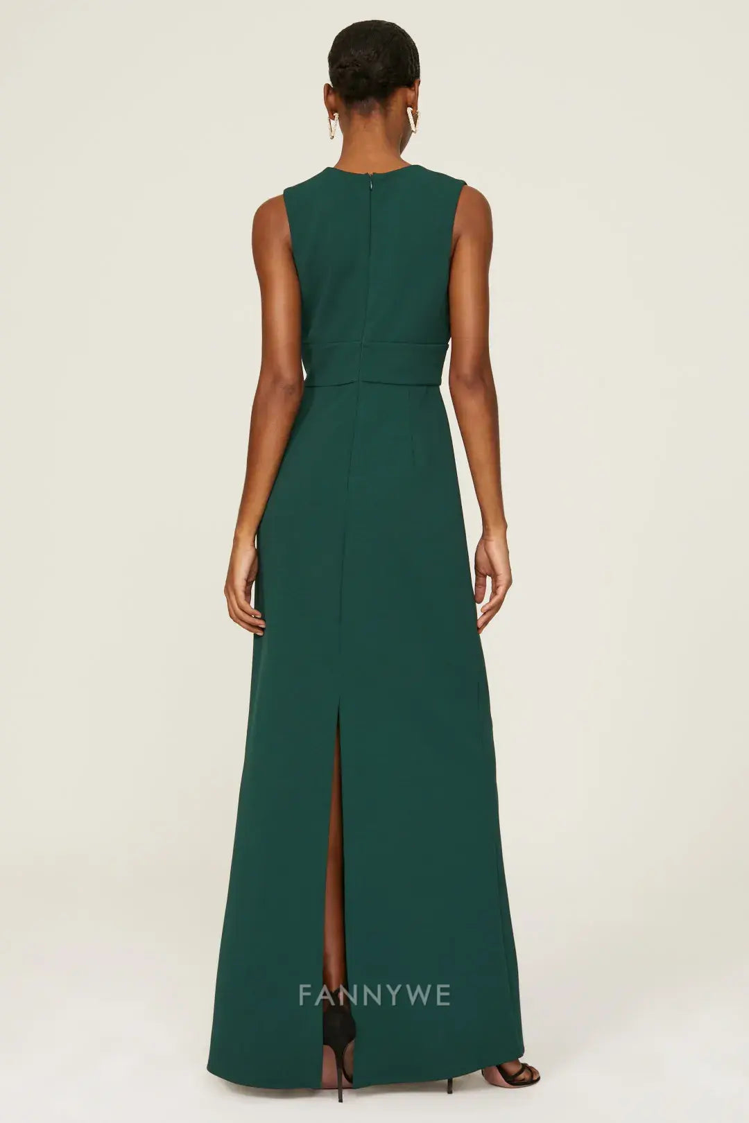 Gorgeous Sleeveless Deep V-Neck Slit Sheath Floor-Length Maxi Dress Evening Dress