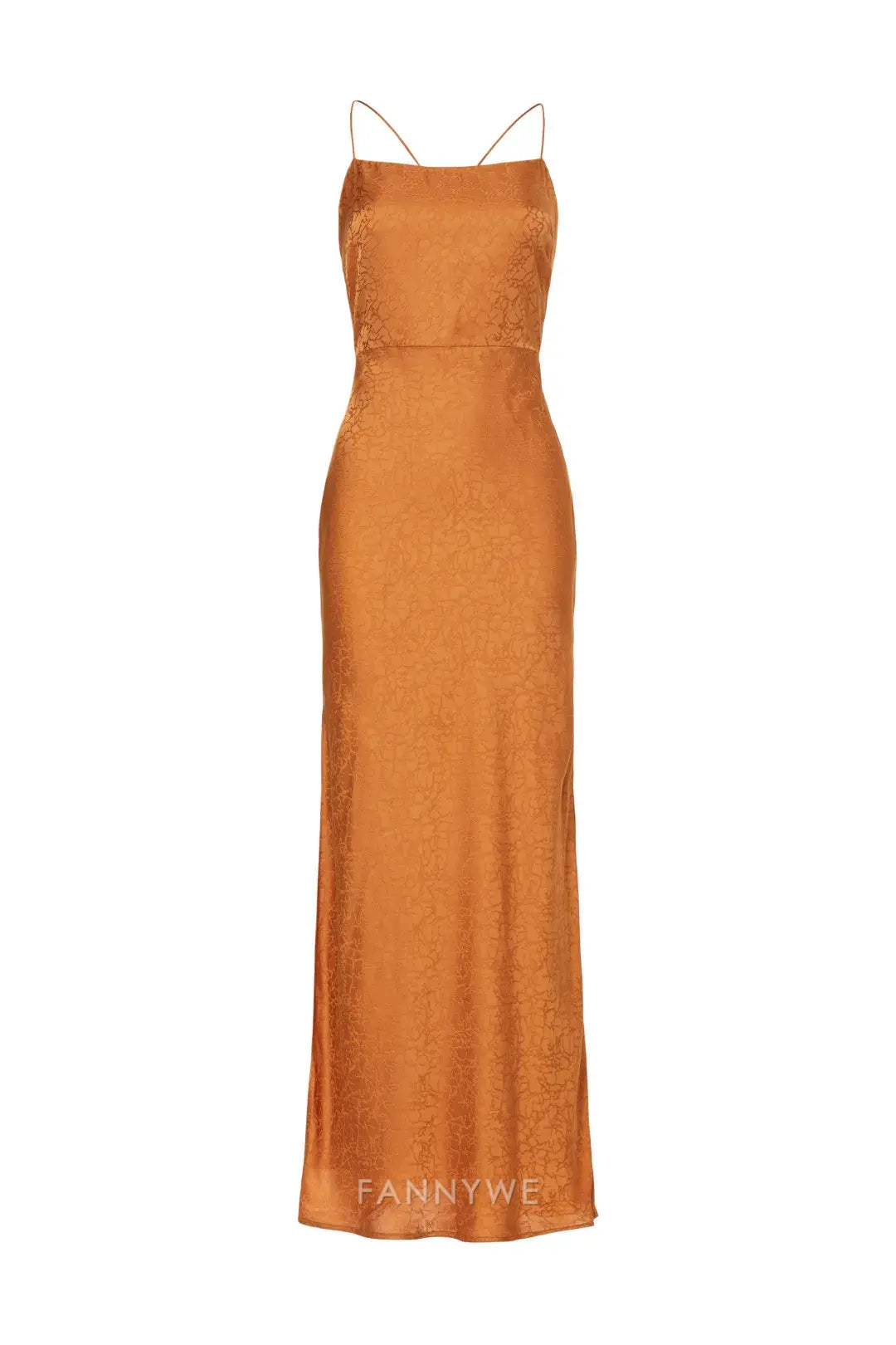 Gorgeous Spaghetti Strap Cross-Back Cutout Slit Satin Maxi Dress Evening Dress