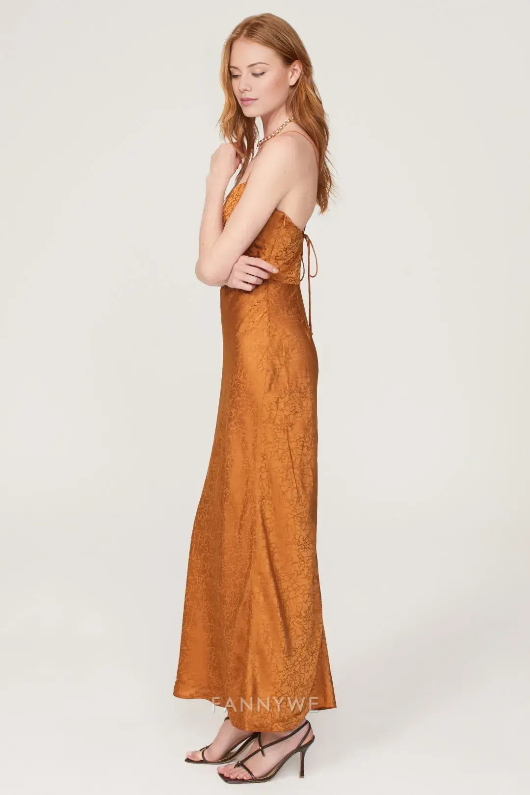 Gorgeous Spaghetti Strap Cross-Back Cutout Slit Satin Maxi Dress Evening Dress