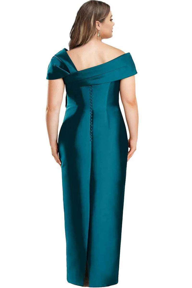 Gorgeous for ladies One-Shoulder Bow Detail Satin Maxi Dress (Plus Size) Evening Dress