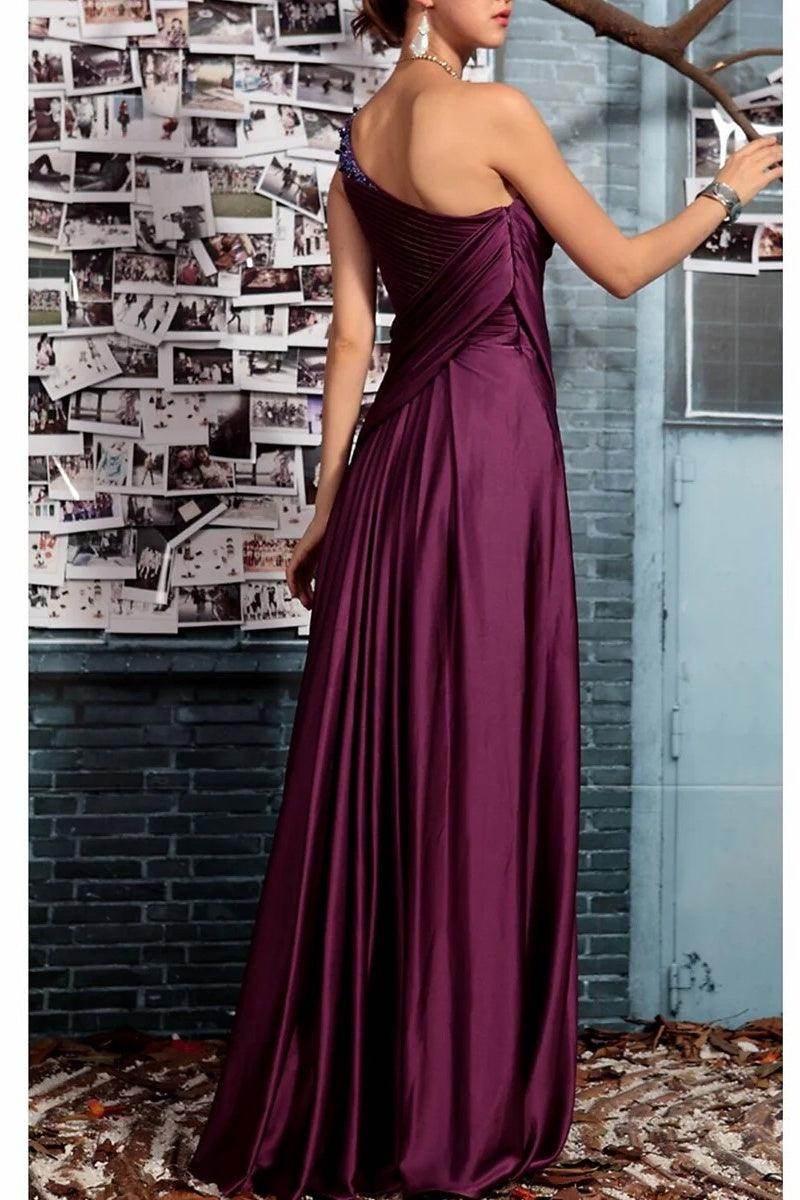 Gorgeous for ladies One-Shoulder Embellished Satin Pleated Maxi Dress Evening Dress
