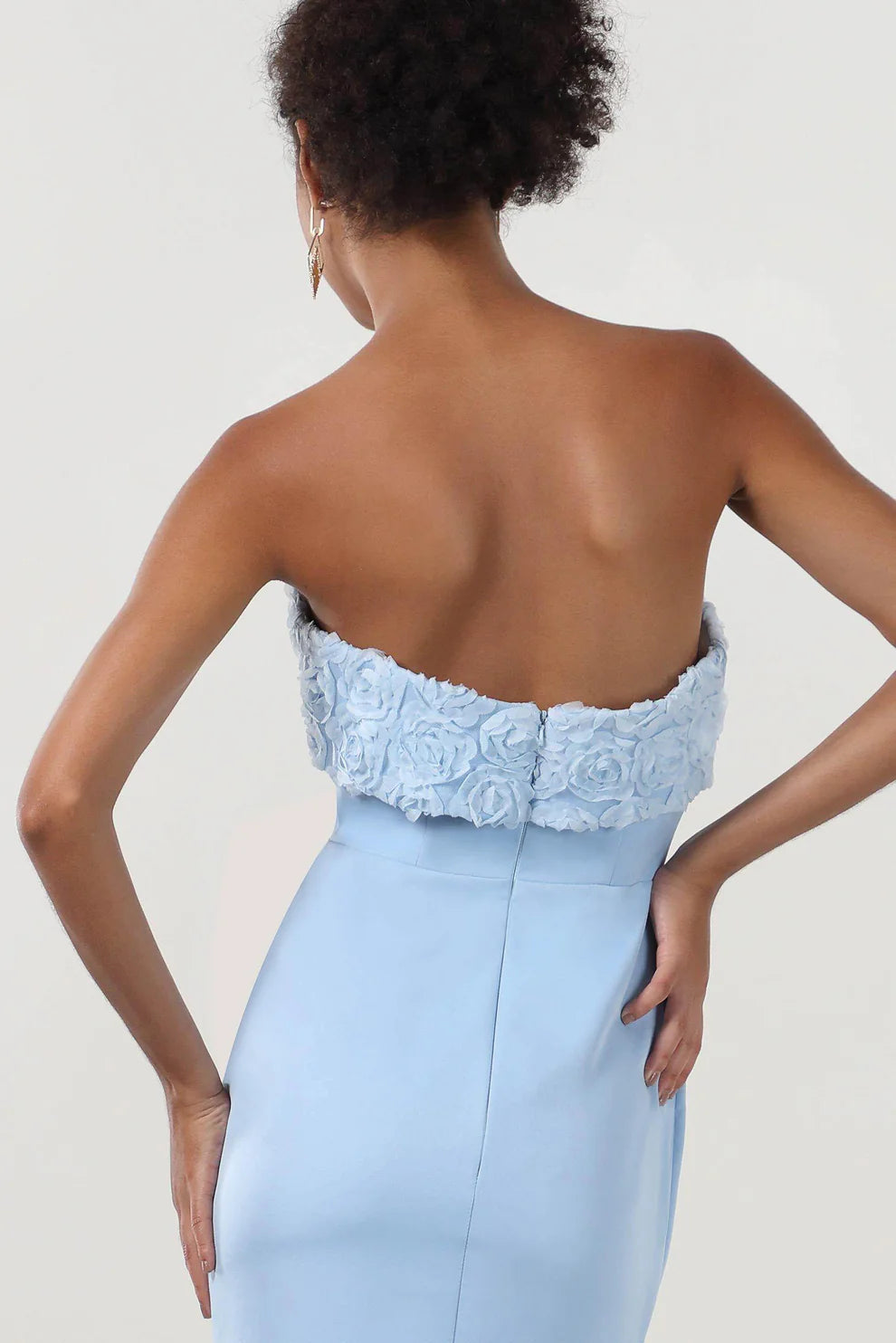 Gorgeous for ladies Strapless Floral-Embellished Satin Mermaid Maxi Dress Evening Dress