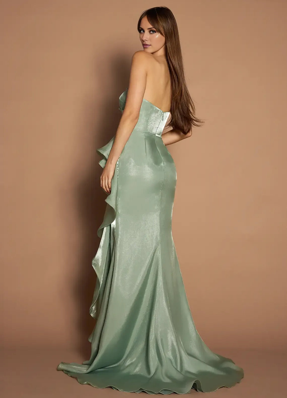 Gorgeous for ladies Strapless Sleeveless Ruffled Mermaid Maxi Dress Evening Dress