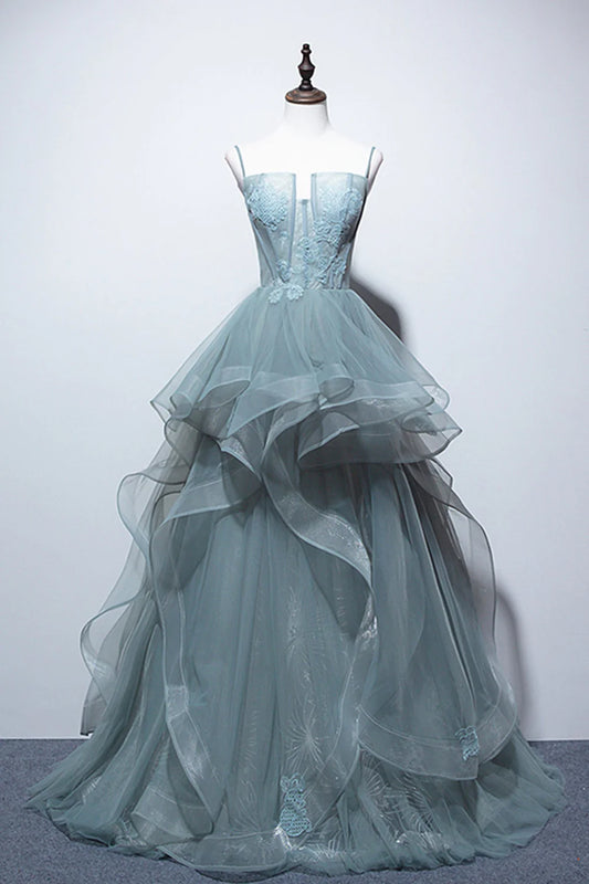 A-line Lace Long Formal Evening Dresses Prom Dresses