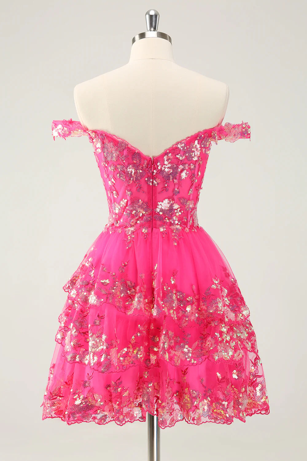 A Line Cute Sparkly Tiered Corset Lace Short Homecoming Dress