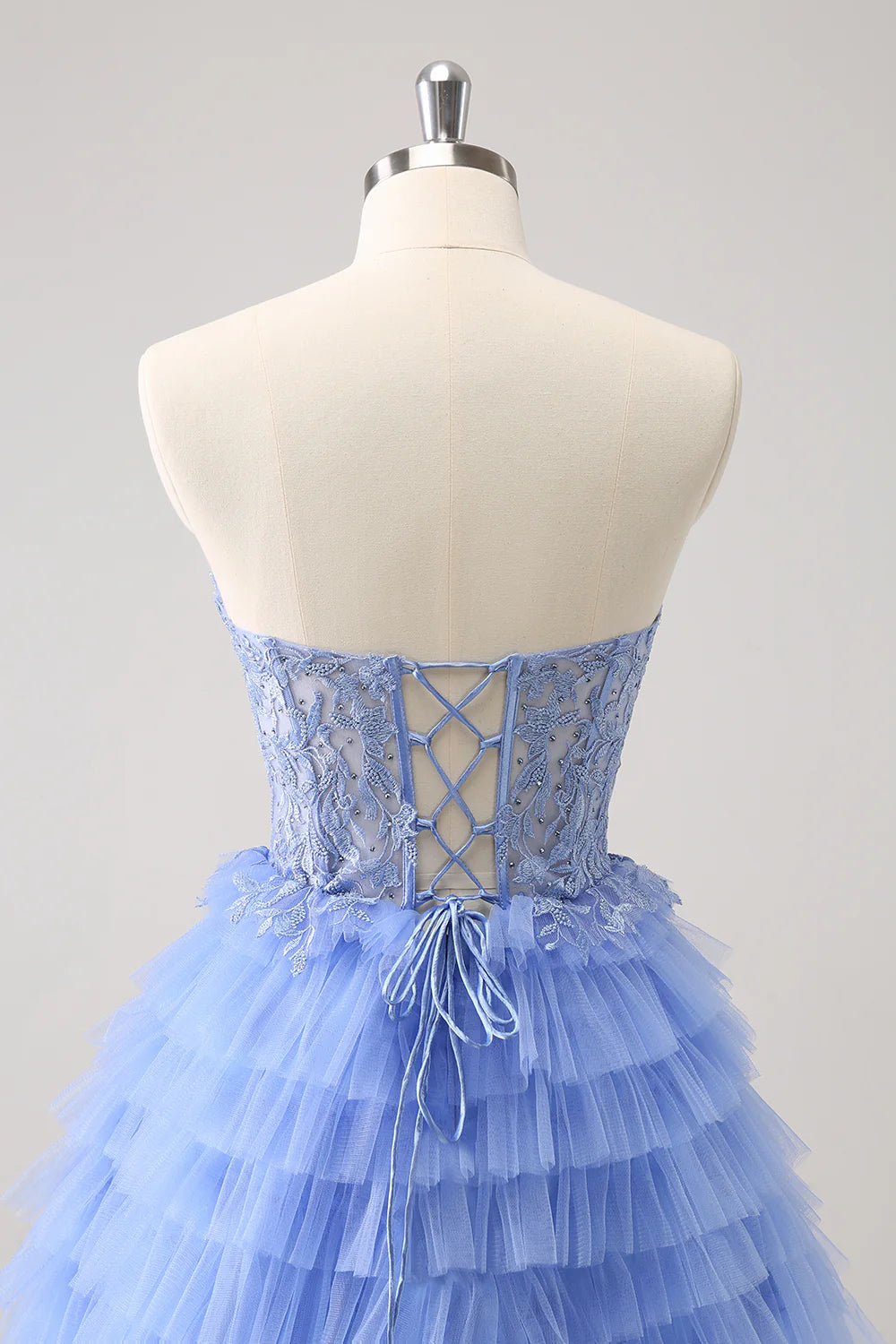 A-Line Sweetheart Corset Tulle Homecoming Dress with Lace