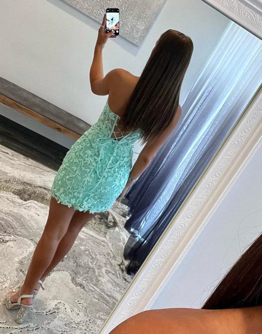 Strapless Corset Back Homecoming Dress