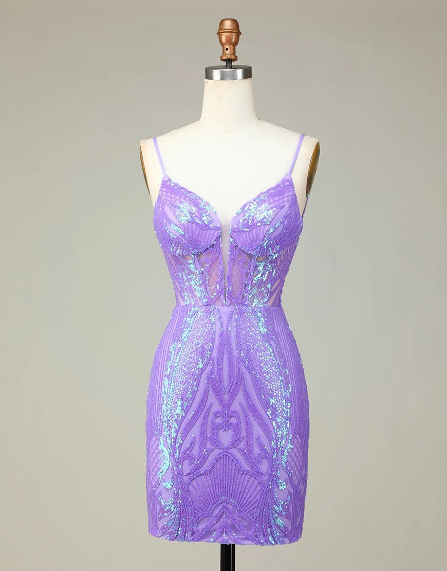 Gorgeous Corset Back Tight Glitter Homecoming Dress