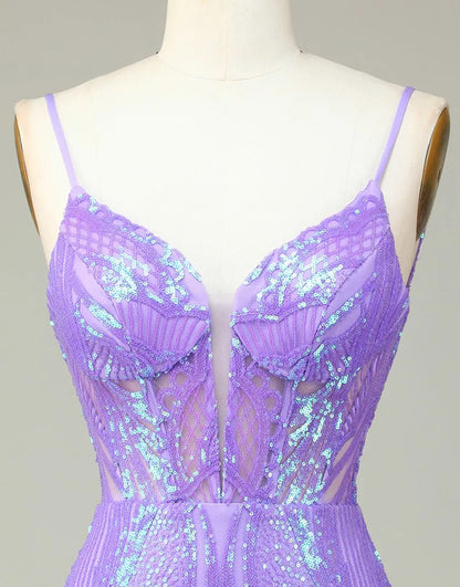Gorgeous Corset Back Tight Glitter Homecoming Dress