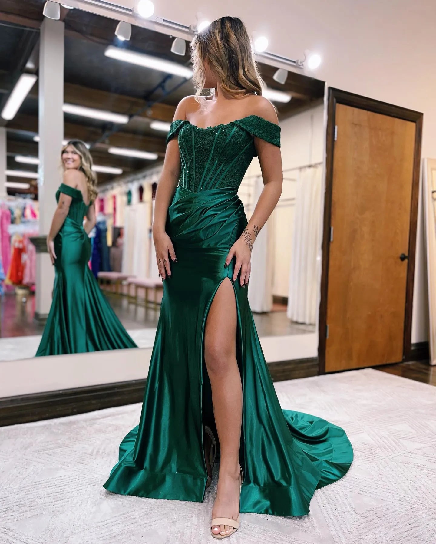 Mermaid Off The Shoulder Court Train Long Dress