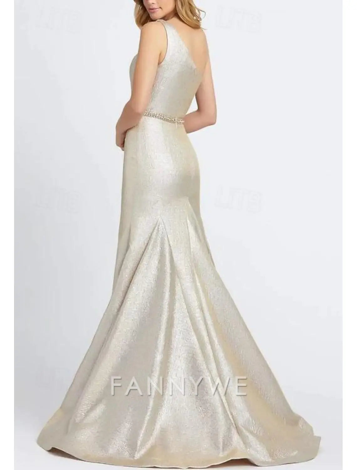 FannyWe Simple Mermaid Prom Dresses Elegant Dress Formal Prom Floor Length Sleeveless One Shoulder Sequined with Ruffles Masquerade Dress Wedding Guest Dress