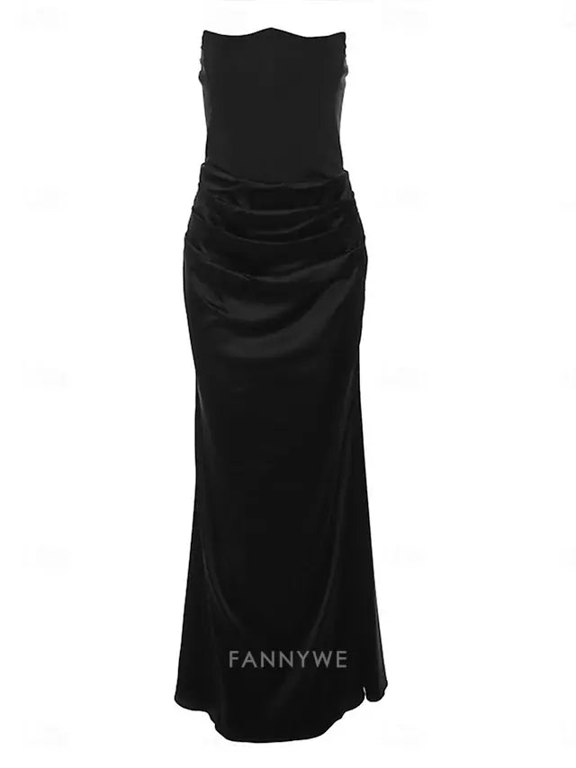 Mermaid / Trumpet Floor Length Prom Dresses Evening Gown Quinceanera Dresses Ball Gown Elegant Party Sleeveless Strapless Prom Evening Party Polyester Spandex Backless with Ruched