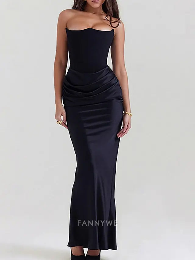 Mermaid / Trumpet Floor Length Prom Dresses Evening Gown Quinceanera Dresses Ball Gown Elegant Party Sleeveless Strapless Prom Evening Party Polyester Spandex Backless with Ruched