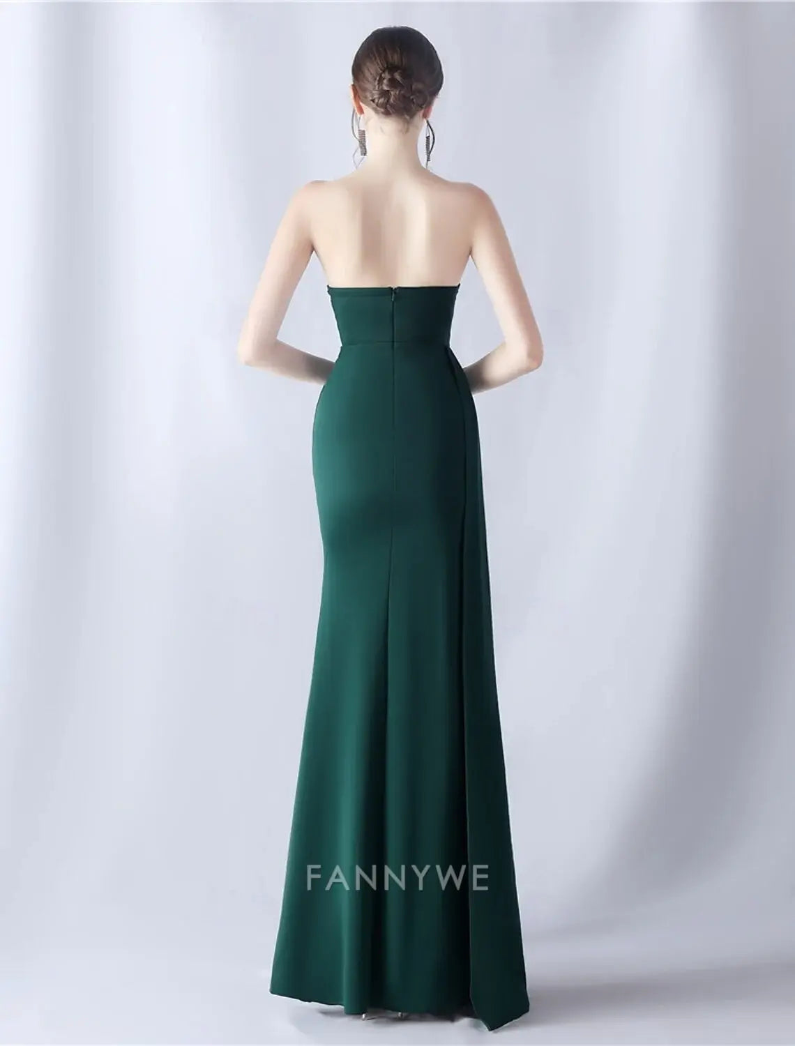 FannyWe Simple Mermaid / Trumpet Prom Dresses Elegant Dress Formal Wedding Floor Length 3/4 Length Sleeve Off Shoulder Stretch Crepe with Glitter Tassel