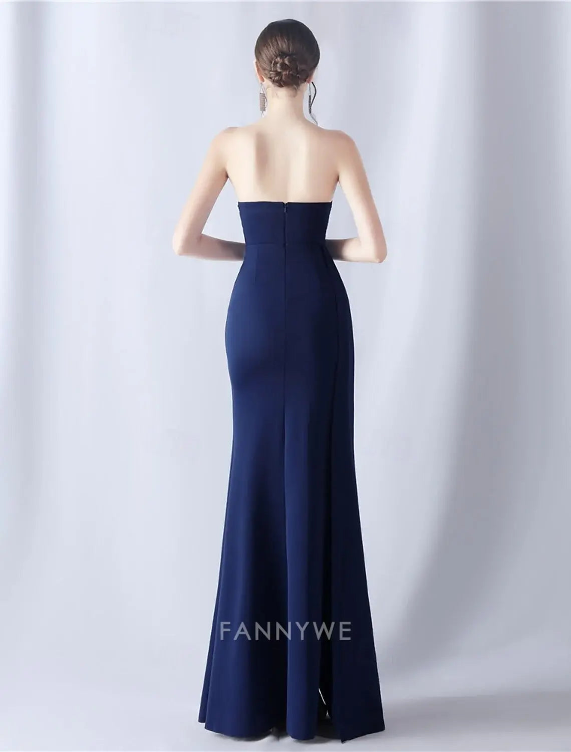 FannyWe Simple Mermaid / Trumpet Prom Dresses Elegant Dress Formal Wedding Floor Length 3/4 Length Sleeve Off Shoulder Stretch Crepe with Glitter Tassel