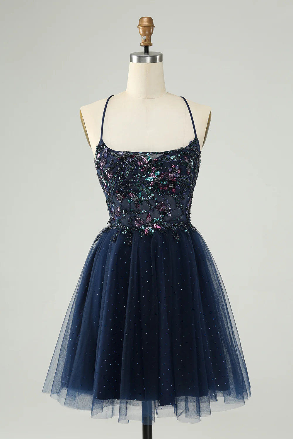 A-Line Glitter Sequined Tulle Homecoming Dress