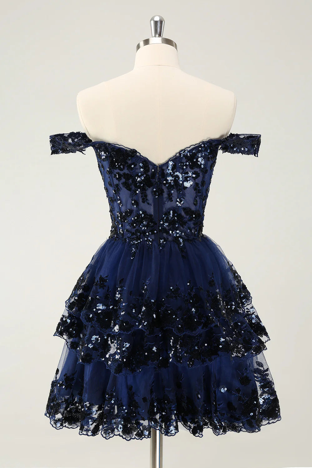 A Line Cute Sparkly Tiered Corset Lace Short Homecoming Dress