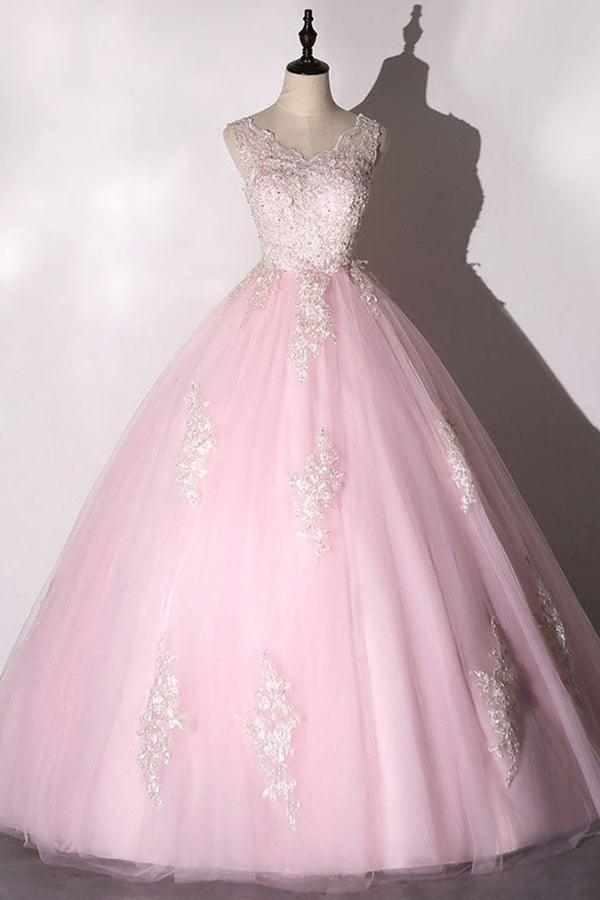 Tulle Applique Ball Gown Prom Dress