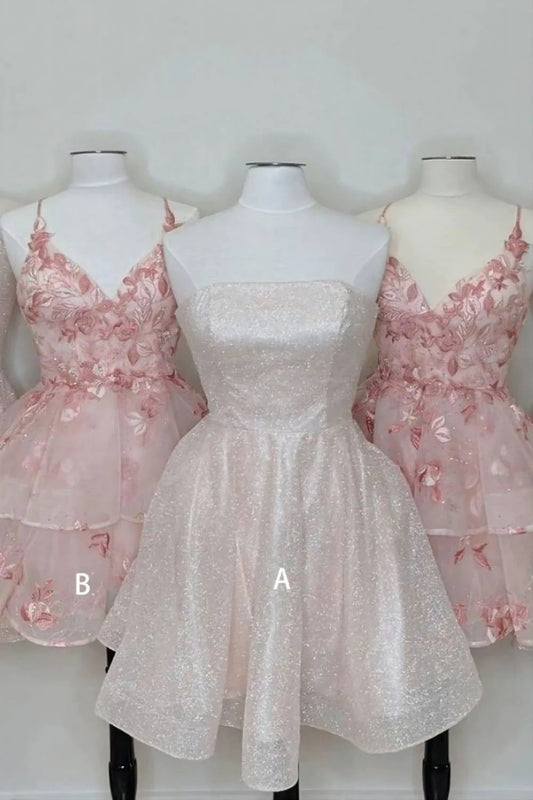 Bonito vestido de fiesta corto sin mangas con corte en A