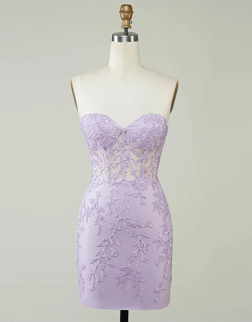 Strapless Corset Back Tight Homecoming Dress