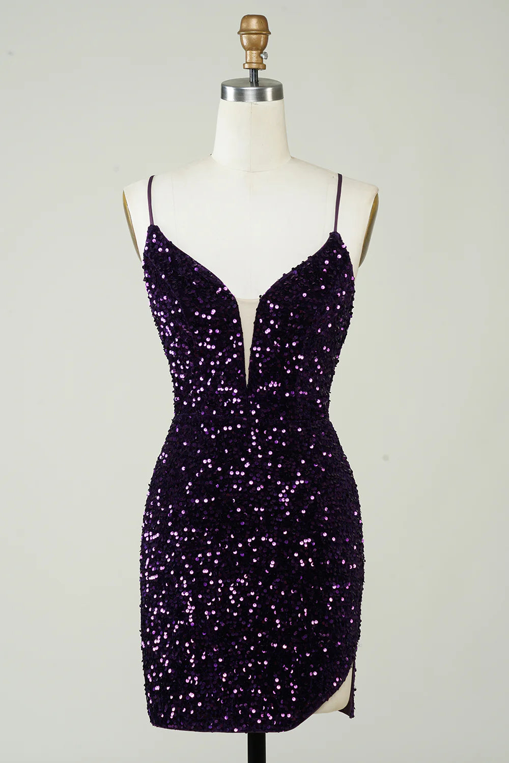Sparkly Sequins Backless Tight Short Homecoming Dress with Slit